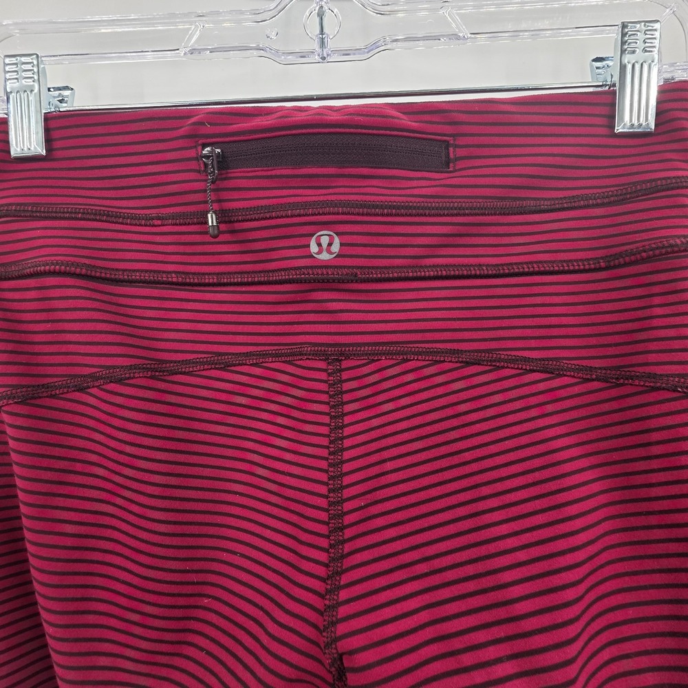 LULULEMON RUN PACE TIGHT LEGGINGS WOMENS SIZE 6 STRIPED MAROON RED 25" LUXTREME - Picture 5 of 16